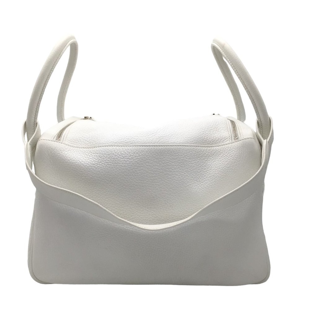 HERMES WHITE 2007 TOGO LEATHER LINDY HANDBAG - Picture 3 of 12